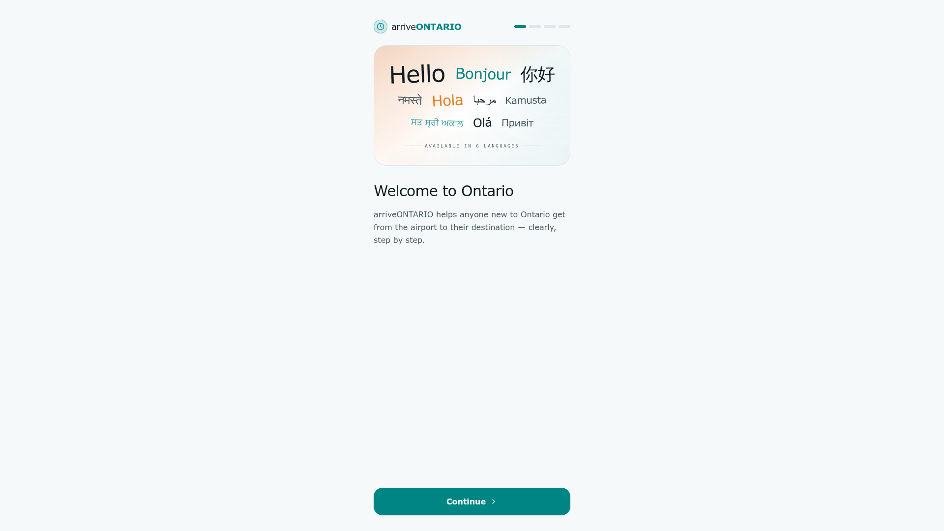 arriveONTARIO website screenshot